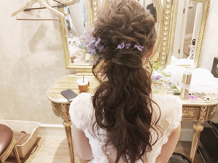 ブライダル２次会ヘアポニーテール